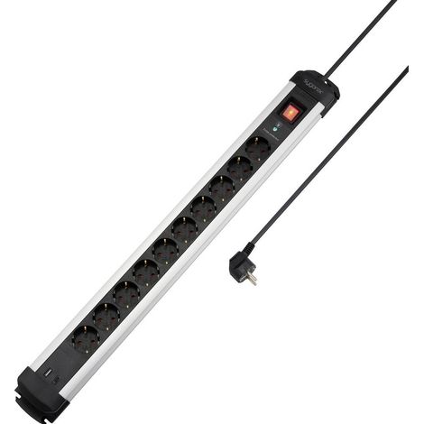 Sygonix SY-6807136 Multipresa con protezione da sovratensioni 10 scomparti Nero, Silver, Schuko 1 pz. (1/5)