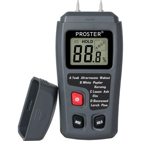 Testeur d'humidité du bois à 2 broches Détecteur d'humidité numérique avec écran LCD HD Hygromètre à bois Plage de 0 à 99,9 % Précision de 0,5 % Résolution +/- 0,1 % pour bois, bûches, béton, carton