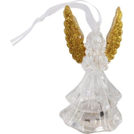 Angelo a LED bianco, a batteria, decorativo, alto 9,5 cm. (1/2)
