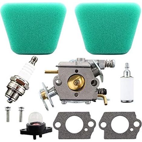 Carburateur avec joint détanchéité, filtre à air, filtre à essence bougie dallumage pour Partner 350 351 352 370 371 390 391 401 420 422 Mac Cat 335 435 436 440 441 Tronçonneuse (1/4)