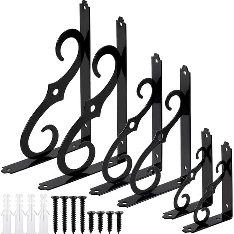 Reggimensole Decorative Parete fino a 70 kg Set 2 Pezzi Nere (1/4)