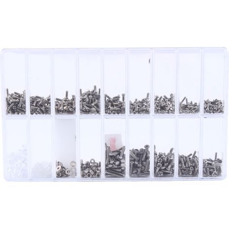 Kit de réparation de vis pour lunettes et lunettes de soleil en acier inoxydable, assortiment de petites vis, écrous et rondelles (1/3)