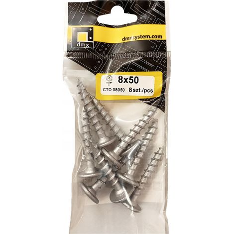 Vis Charpente Bois Domax CTO, 8 x 50 mm, Tête Disque, Zinguées, Blister 8 Pièces (1/5)