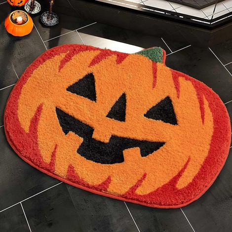 Zerbino a tema Halloween con zucca infestante, tappetino antiscivolo in gomma per evitare lo sporco, ideale per ingresso, bagno, patio, garage, 40 x 60 cm. (1/5)
