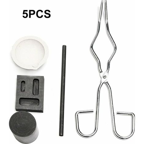 5Pcs Resistant A La Chaleur Coulee De Lingotiere Outil Smelting Or Argent Fournaise Kit Scrap Bijoux Raffinage De Fusion Metal Or Forge Set Graphite Fonderie Creuset Pour La Fusion Experience (1/5)