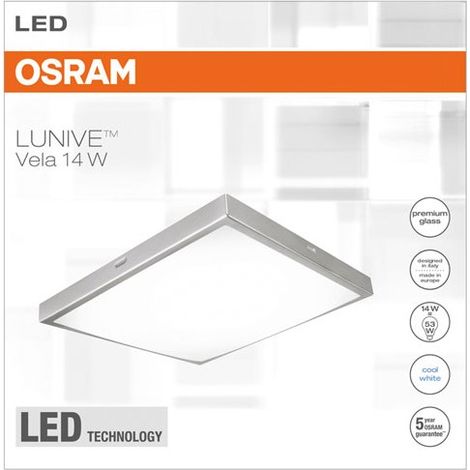 Applique et plafonnier LED Osram, éclairage d'intérieur, blanc froid, 220,0 mm x 220,0 mm x 55,0 mm, Lunive Vela