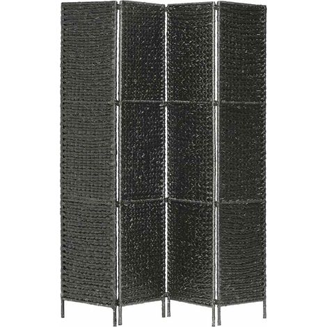 vidaXL Biombo divisor 4 paneles jacinto de agua negro 154x160 cm (1/2)