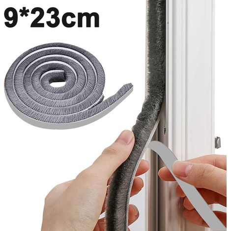 Cinta de sellado para puertas y ventanas de 5 metros, resistente al viento y al polvo, con burlete autoadhesivo, apta para huecos de 9 a 20 mm (9 x 23 mm, gris). (1/4)
