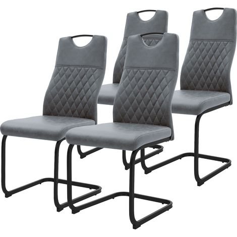 ML-Design Sedie da pranzo cantilever in similpelle con struttura in acciaio set di 4 sedie a sbalzo imbottite moderne con schienale alto ergonomico piedini antigraffio per soggiorno e cucina antracite (1/5)