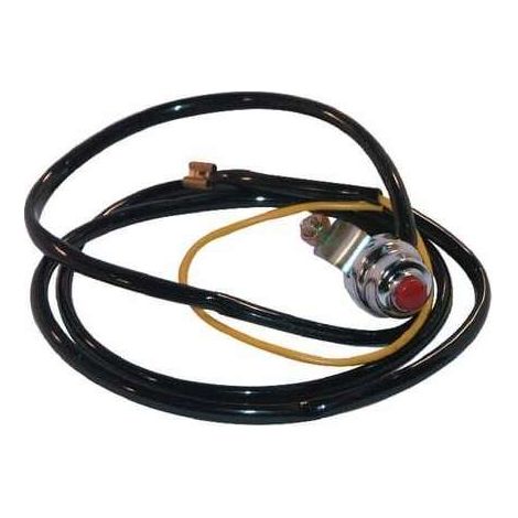Cyclingcolors – Interrupteur à poussoir 12V – Acier chromé – Bouton rouge en plastique – Avec support de fixation et câble pour motoculteur, tondeuse, tracteur