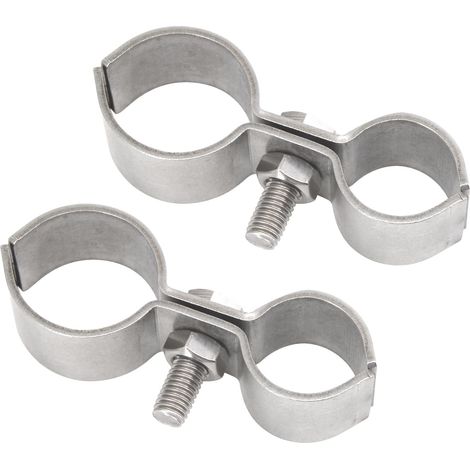 Lot de 2 colliers de serrage doubles 32 mm et 27 mm en acier inoxydable 304 pour clôture, panneaux de bois (1/5)