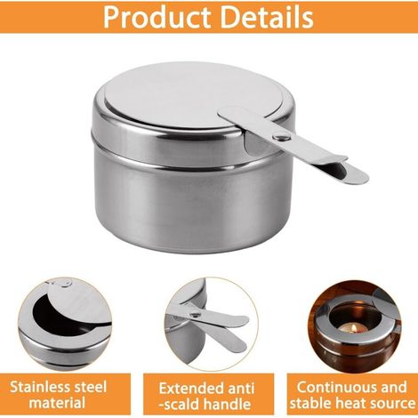 4 Pièces Récipients à Pâte Combustible, Réchaud Fondue Brûleur à Alcool, Brûleur Chafing Dish en Acier Inoxydable, Récipients à Pâte Combustible pour Buffet, Fondue, Camping (1/3)