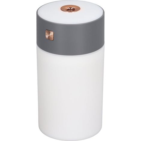 Humidificateur portable de bureau à brume fraîche de 300 ml avec lumière colorée, idéal pour la voiture, la maison, le bureau et les voyages (gris). (1/5)