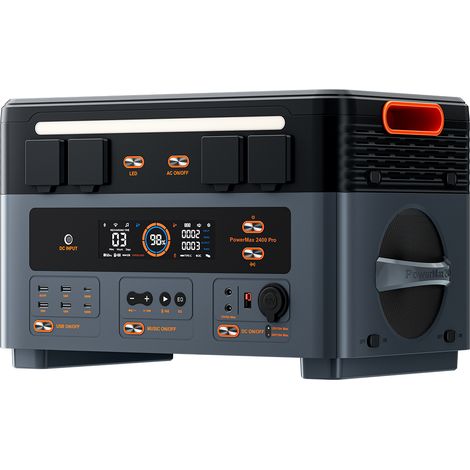 OSCAL PowerMax 2400 Pro Centrale Solaire 2400W 2016Wh, Batterie LiFePO4 3500 Cycles, Charge Rapide 1400W, 16 Sorties, WiFi/BT, pour Maison et Chantier