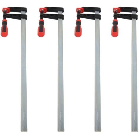 Lot de 4 pinces en F robustes pour barre de travail du bois, glissière rapide, kit d'outils à main de bricolage 80 x 600 mm
