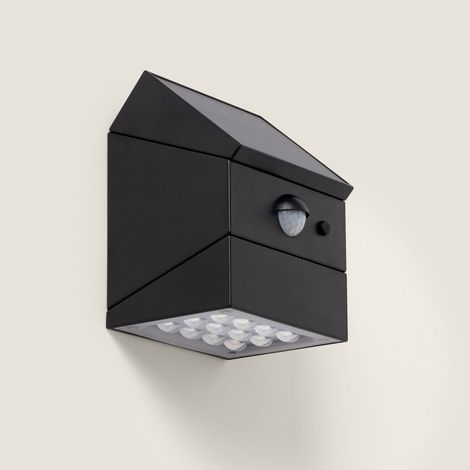 Aplique de Pared Exterior LED 2.5W con Sensor de Movimiento PIR Twist Solar 3000K - 4000K - 6000K Negro Seleccionable (Cálido-Neutro-Frío) (1/5)