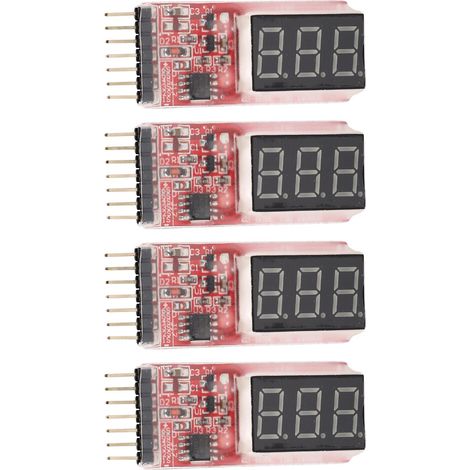 Vier Batteriemonitore, ein Batterievoltmeter und eine digitale Batteriekapazitätsanzeige, geeignet für 7,4V-22,2V 2S-6S Lithiumbatterien. (1/4)