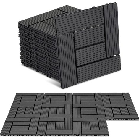 TolleTour 33 baldosas de terraza de 3 m², 30 x 30 cm, con clip, para suelo exterior de patio y jardín, color antracita