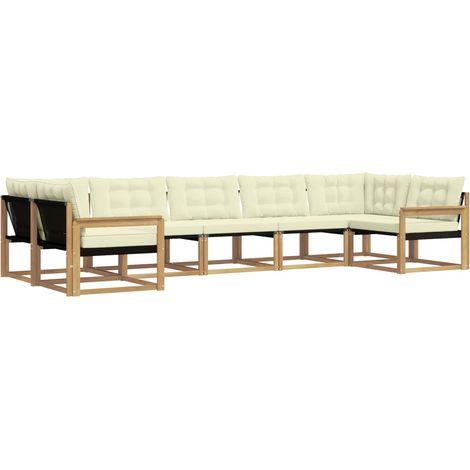 Conjunto de sofás de exterior con cojín 7 pcs Blanco y Crema vidaXL (1/5)