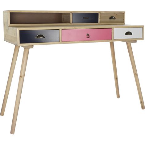 MDF -Holzschreibtisch 120x50x98.5 Material MDF natürliche mehrfarbige Farbfamilienfamilie Esstische und Details Details (1/5)