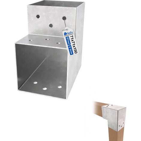 Connecteur de poteau en L 71 x 71 mm – Angle 90° 2D – Galvanisé à chaud – Support d’angle carré pour pergola et pavillon – GeZu Impex