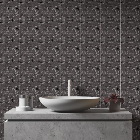 Sticker Mural Carrelage adhésif Cuisine Salle de Bain - 24 Stickers Carreaux DE Ciment TERRAZZO Isabella - 24stickers10x10cm (1/5)