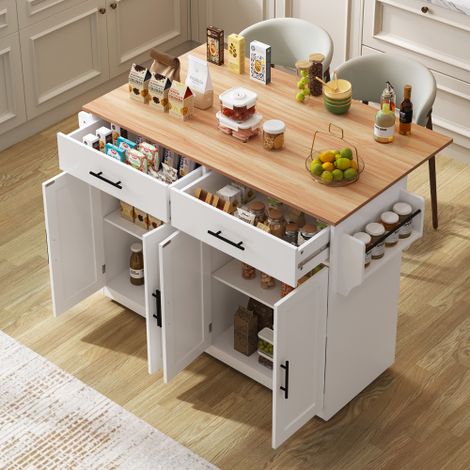Carrello di servizio con piano pieghevole, 120x46(70)x91 cm, bianco, con rotelle e gambe in legno intercambiabili, ideale per cucina e sala da pranzo.