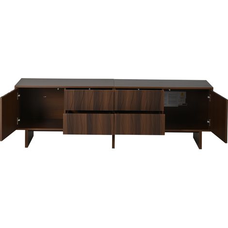 Mueble TV 180x40x56 cm de aglomerado efecto nogal oscuro, 4 cajones y 2 puertas (1/5)