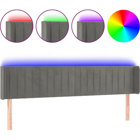 Maison Exclusive - Cabecero con LED de terciopelo gris claro 203x (1/5)