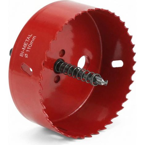 Scie Cloche Bi-Métal Ø 110 mm, acier rapide HSS M42, avec tige hexagonale et foret pour aluminium, fer et bois (1/5)