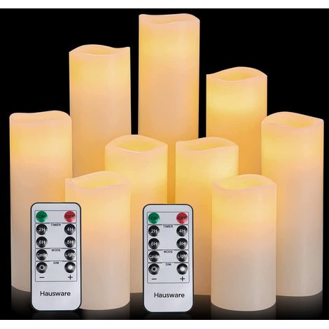 Lot de 9 Bougies LED Ivoire avec Télécommande et Minuteur Flamme Vacillante pour Décoration Noël Maison (1/5)