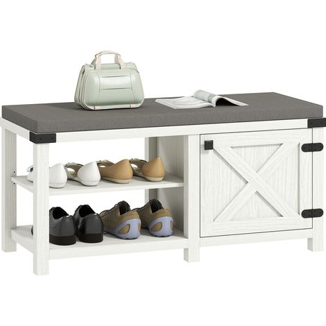 Porte-chaussures avec compartiments pour 7 paires de chaussures pour entrée salon chambre 100 x 40 x 48 cm gris-blanc