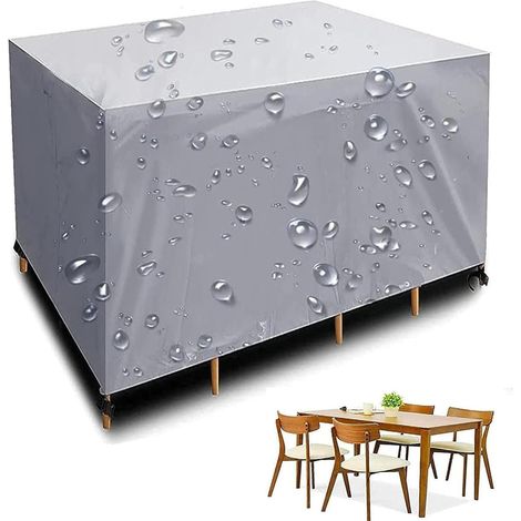 Housses pour Mobilier de Jardin, Housse De Protection Salon De Jardin Carré, Bache Table Jardin pour Ensembles de Table et de Canapé avec Corde et Boucle Verrouillage 140x140x75cm