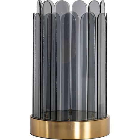 Lanterne hurricane élégante en verre fumé et laiton doré - verre fumé et laiton doré (1/5)