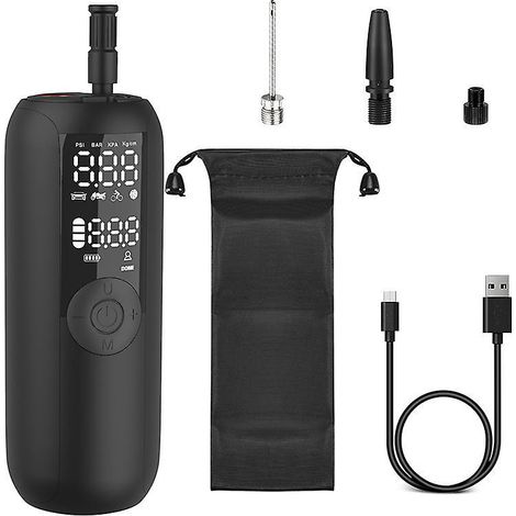 pompe  Vlo Lectrique 150 Psi, Gonfleur De Pneu Sans Fil, Batterie 2000 Mah, Compresseur D'air Rechargeable, Arrt Automatique Avec Presta Et Schrad (1/5)