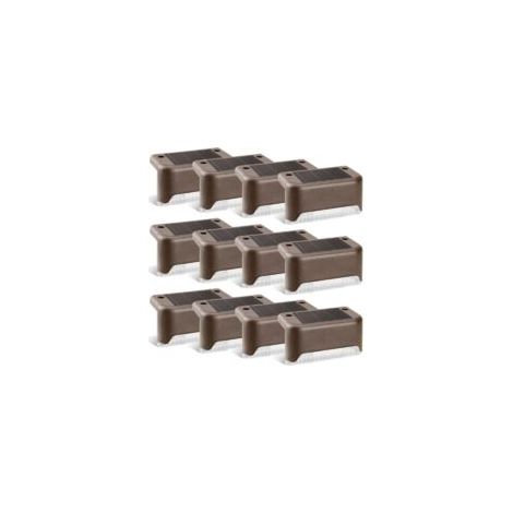Juego de 12 luces solares para patio - Acabado bronce - Resistentes al agua - Para entradas de vehículos, patios, terrazas, escaleras, peldaños y vallas. (Blanco cálido) - Crezuo