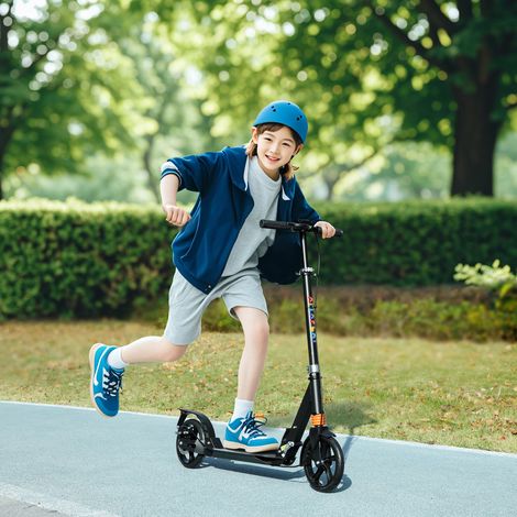 Patinete infantil con manillar ajustable, plegable, para niños de 6 a 12 años, 94 x 36 x 88-103 cm, negro. (1/5)