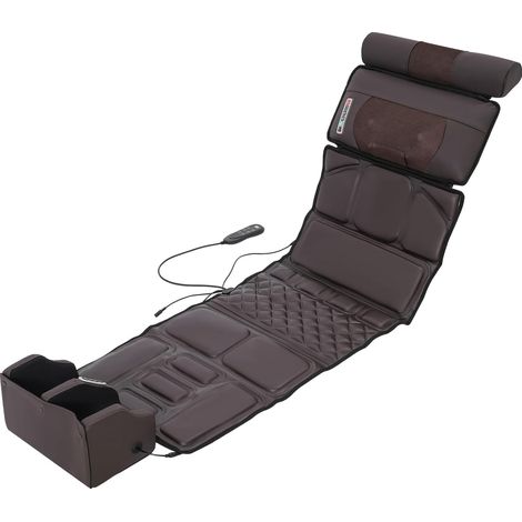 Tapis de massage avec fonction chauffante, tapis de massage pour tout le corps, avec coussin et appareil de massage des pieds, fauteuil de massage pour tout le corps, avec minuterie