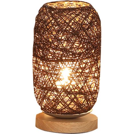 Lampe De Bureau - Boule Lumineuse En Rotin Et Bois - Lampe Décorative Pour Chambre Ou Bureau - 1 Pièce (1/4)
