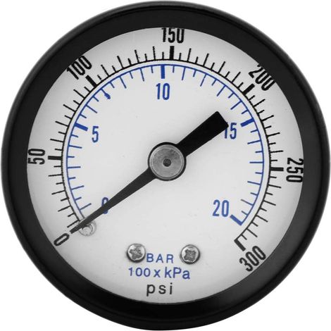 Manometre, Manomètre de Pression compresseur, Jauges De Pression Des Pneus, Manomètre Pour Carburant, Pression pour Air Eau Huile Eau Liquide 0-20 Bar/0-300 Psi 1/8" Filetage BSPT (1/5)