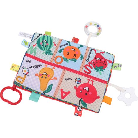 Baby Tags Sicherheitsdecke Multifunktionale Baby-Beruhigungsdecke mit seesternförmigem Beißring und fruchtigem Beruhigungstuch (wassermelonenrote Unterseite) (1/5)