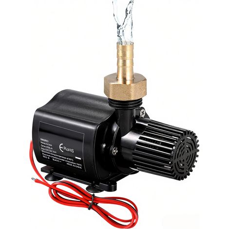 Bomba de agua sumergible sin escobillas de 12 V CC, extremadamente silenciosa, 800 l/h, 15 W, altura de impulsión de 5 m, conexión de 10 cm (con filtro). (1/5)