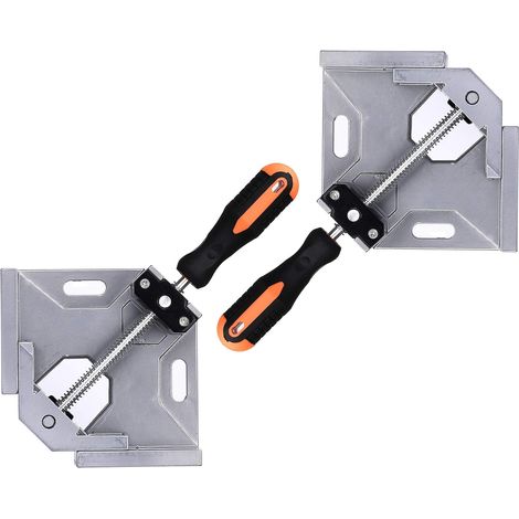 Lot de 2 équerres à angle droit 90°, en alliage d'aluminium, avec mâchoire oscillante, idéales pour la menuiserie, le soudage et le travail du bois - Argent (1/5)