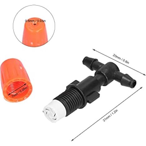 50 raccords en T avec buses de micro-atomisation réglables orange pour l'irrigation de jardin et de serre (1/5)
