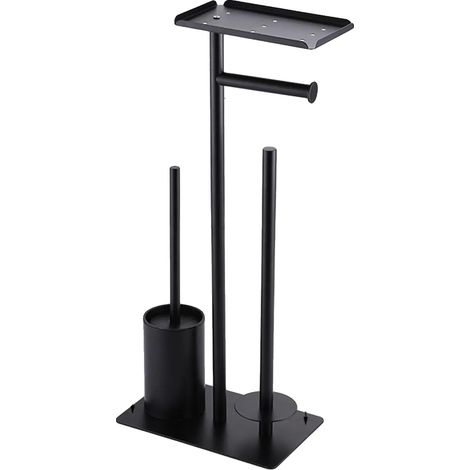 Set da toilette, struttura in acciaio inox, design multifunzionale, modello C (con scopino per WC) (1/2)