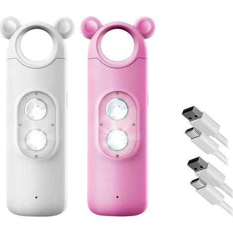 Alarme personnelle avec 2 LED clignotantes, alarme de poche rechargeable pour enfants et personnes âgées – Lot de 2 (1/5)