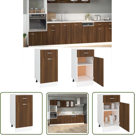 The Living Store Armoire de plancher à tiroir Chêne marron 40x46x81,5 cm - Meuble De Cuisine - Armoire De Cuisine - Rangement Cuisine - Armoire À Tiroir - Mobilier Cuisine (1/5)