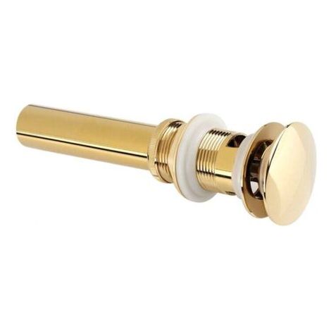 Kitchen Bathroom Sink Solid Brass Pop-Up Drain Plug with Gold Overflow Hole