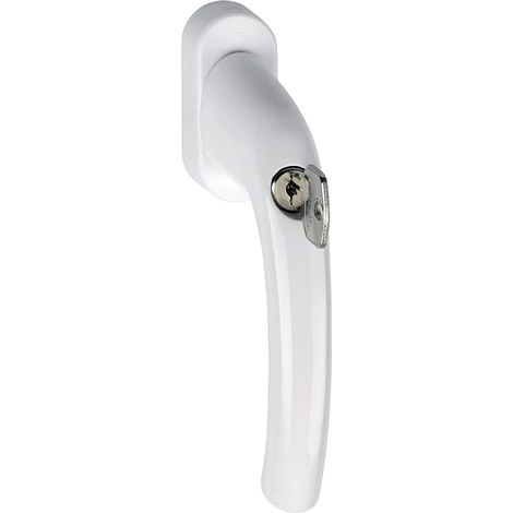 1 - Poignée de fenêtre - Cylindre de verrouillage - Aluminium blanc - Pour fenêtre à ouverture 45° - Fixation vissée cachée - Blanc - 139x29x66 mm (1/3)