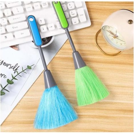 2 pièces plumeaux moelleux pour la cuisine, clavier d'ordinateur, plumeau à main en microfibre, plumeau pour fenêtre, (vert, bleu) (1/5)